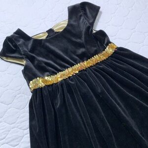Black and Gold Velvet Toddler Formal Dress size 6-6X